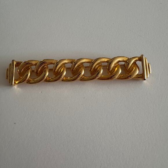 Vintage Givenchy Costume Jewelry GoldTone Braided Bar Brooch and Silver Earrings - Picture 3 of 11